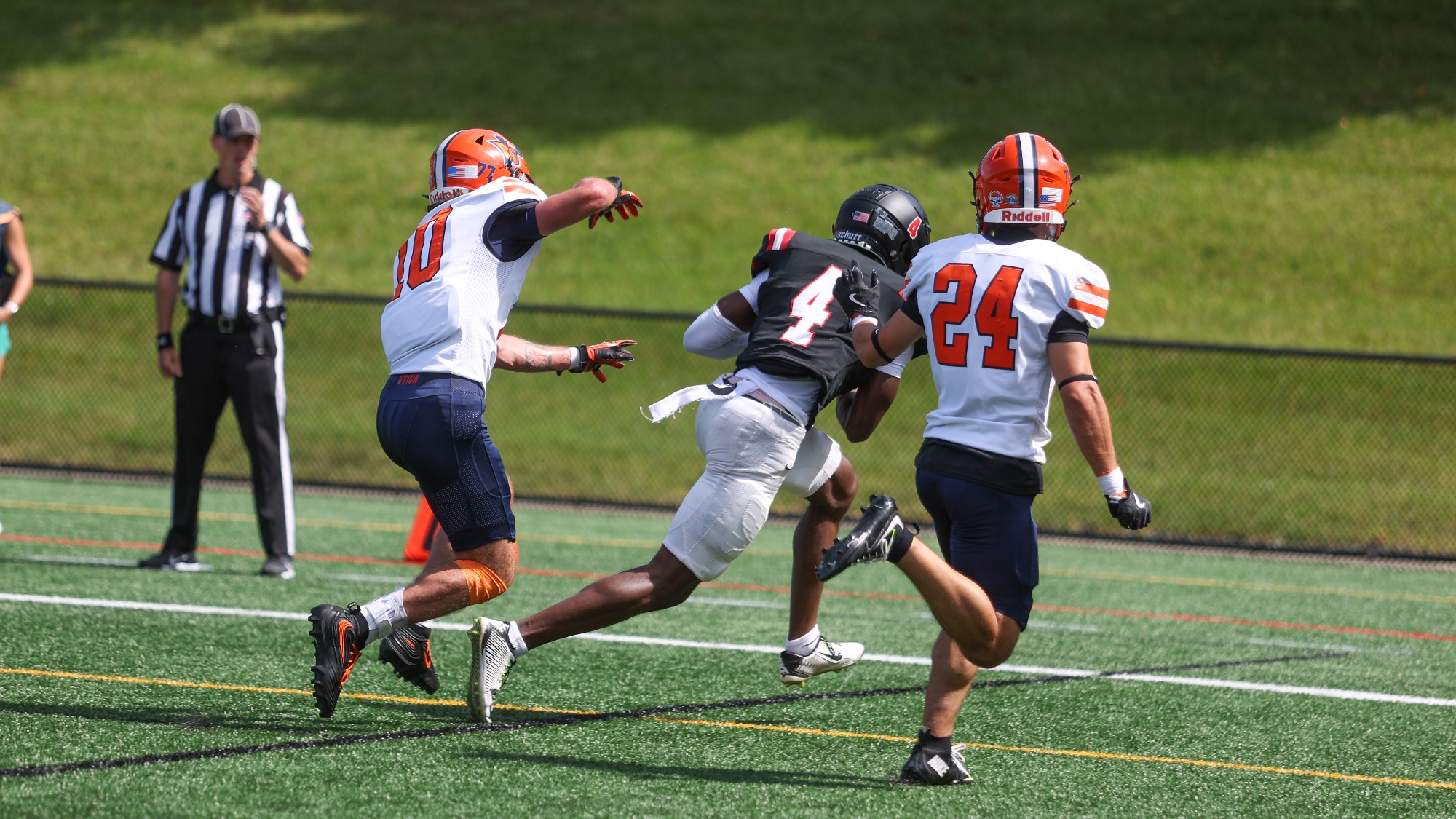 Nate Ehui of RPI Football in action versus Utica on Saturday, September 12, 2026 in Troy, New York.