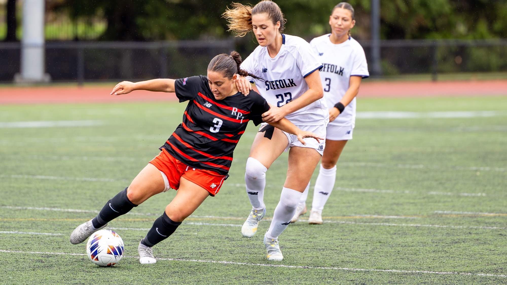 The RPI women’s soccer team in action at Suffolk University on Tuesday, September 2, 2026