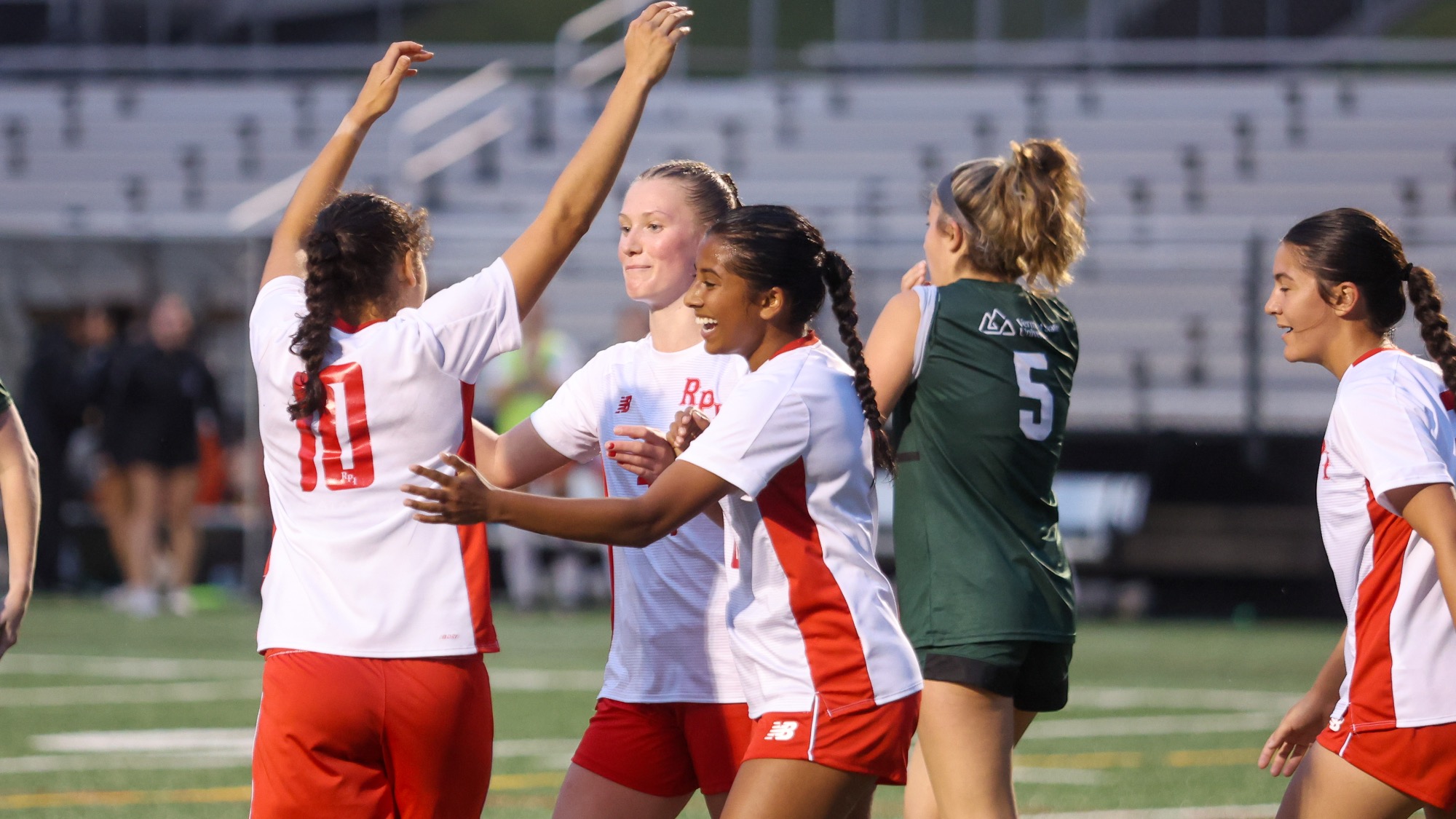 RPI Women's Soccer roster in celebration versus Castleton on Wednesday September 9 2026 in Troy New York.