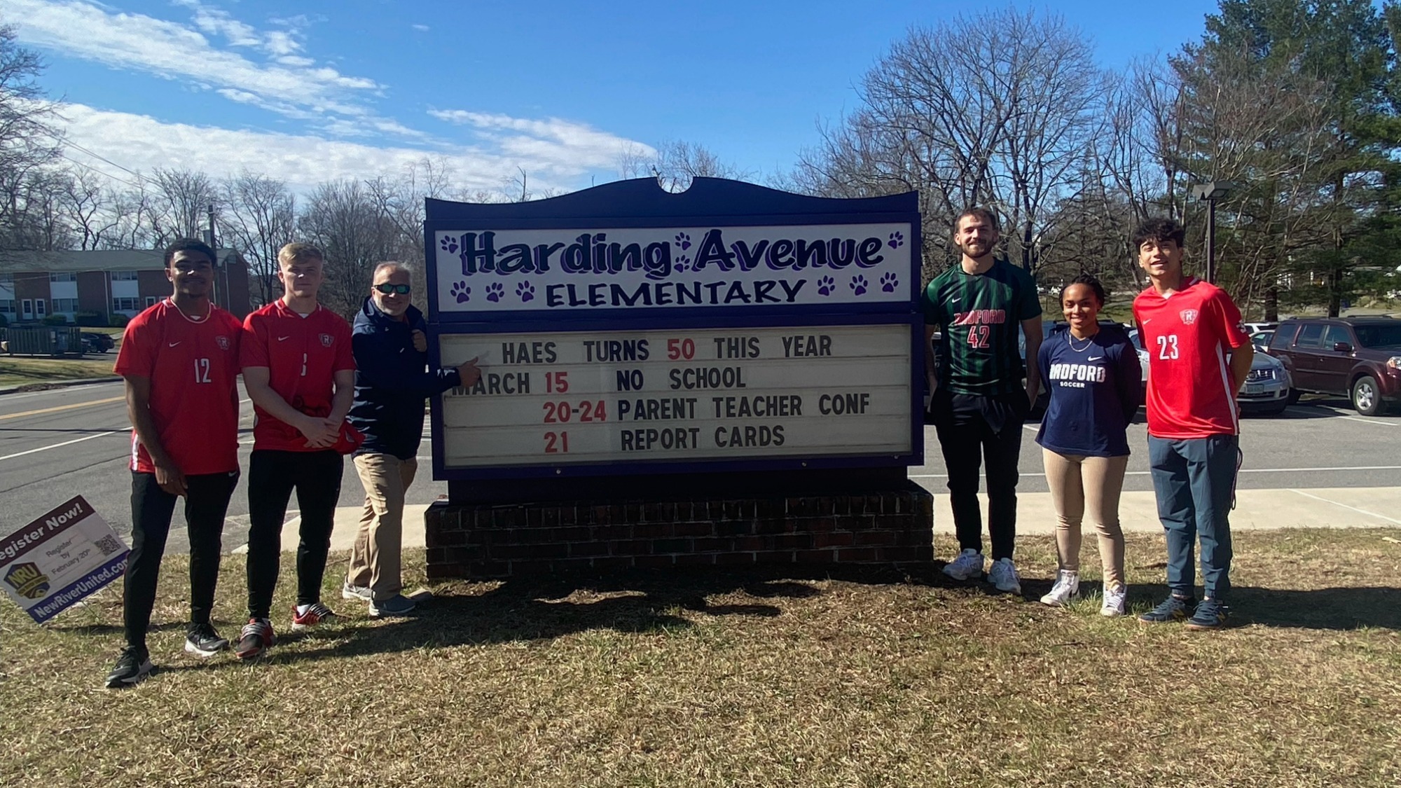 Radford Soccer Participates in Community Service at Harding Elementary