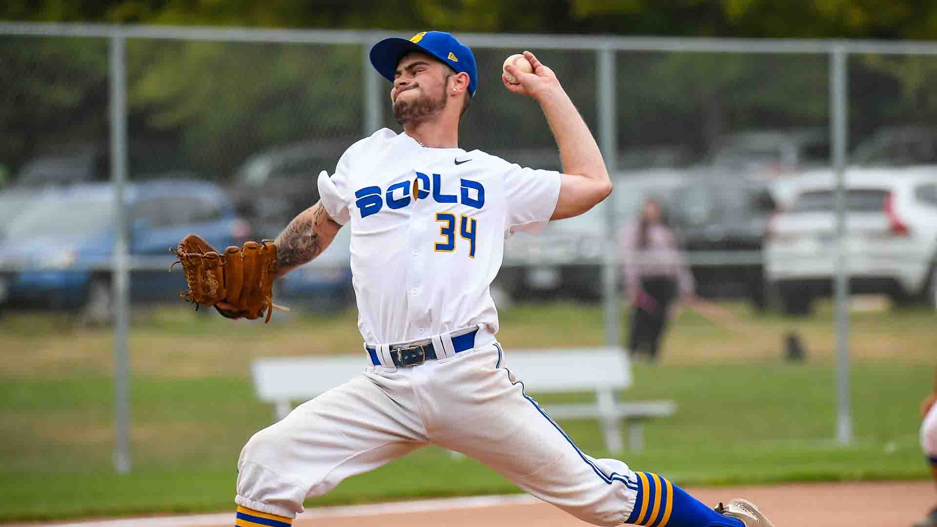 Close up of a left pitcher in his delivery