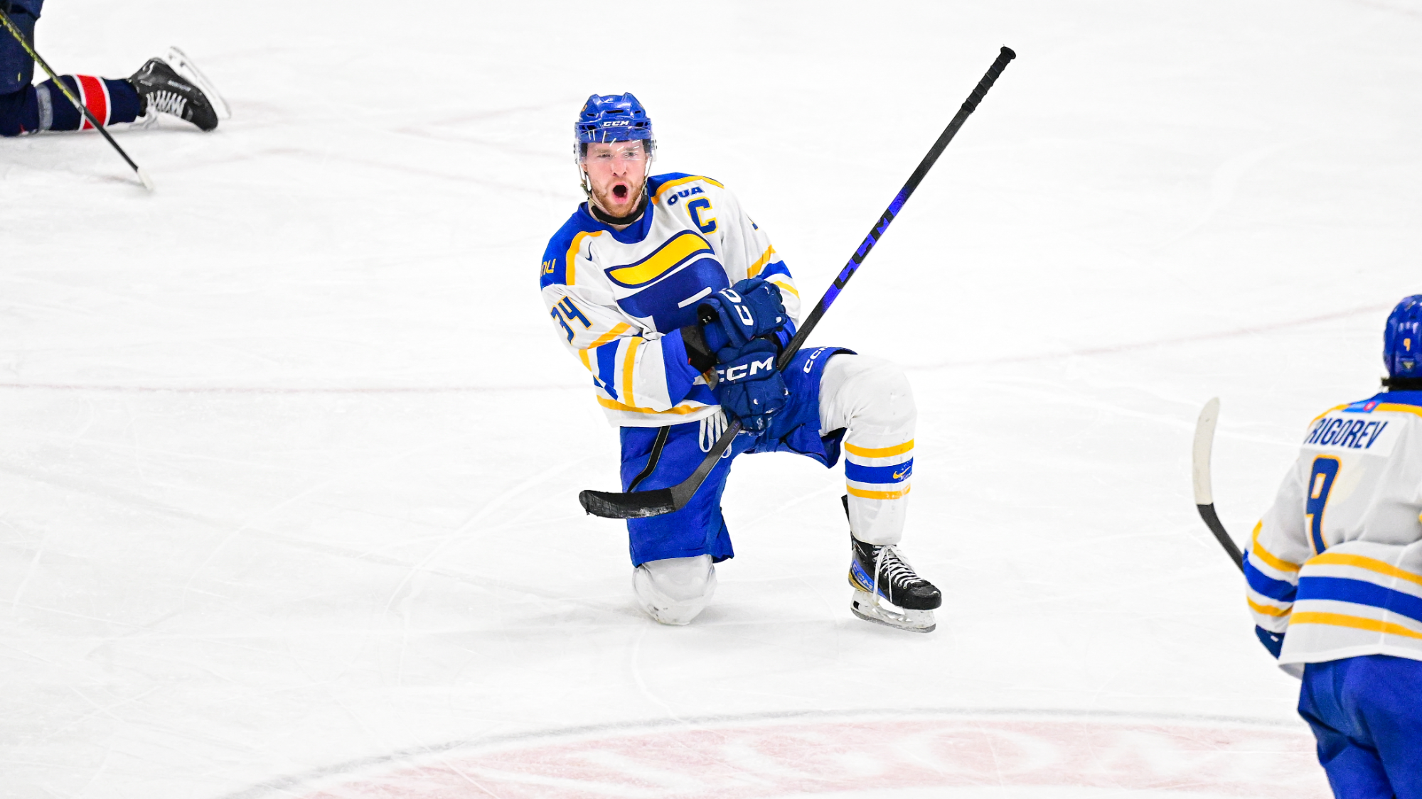Connor Bowie celebrates after scoring against Brock