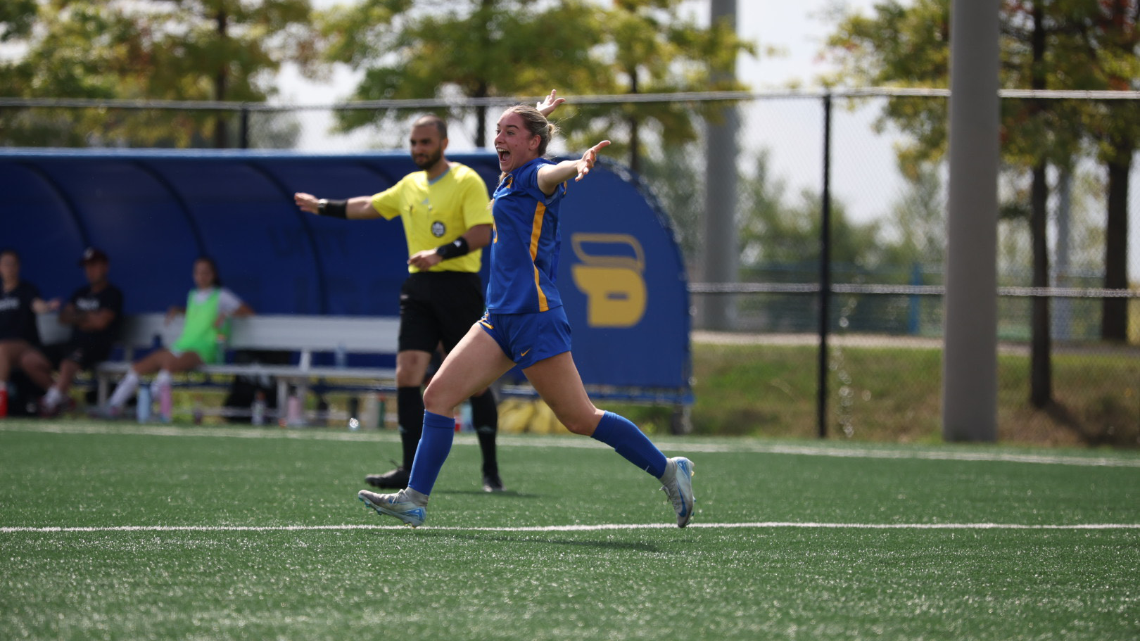 Taylor Fazzari celebrates after scoring