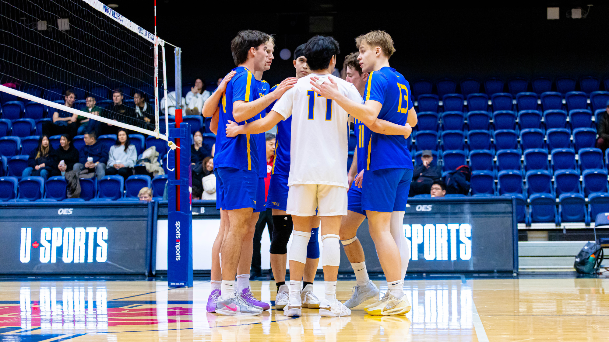 Bold volleyball players celebrate after a point