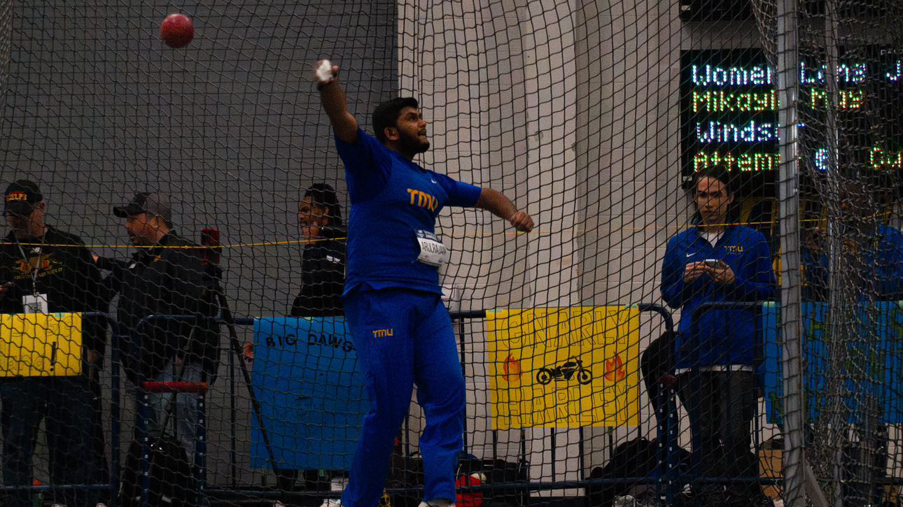 Hasveen Arulrajan competes in the shot put