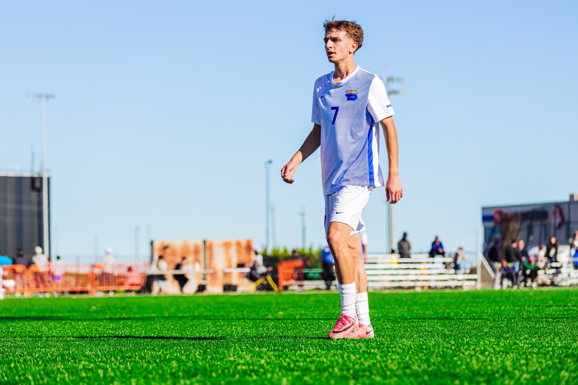 Bold midfielder Brandon Verburg looks upon the field