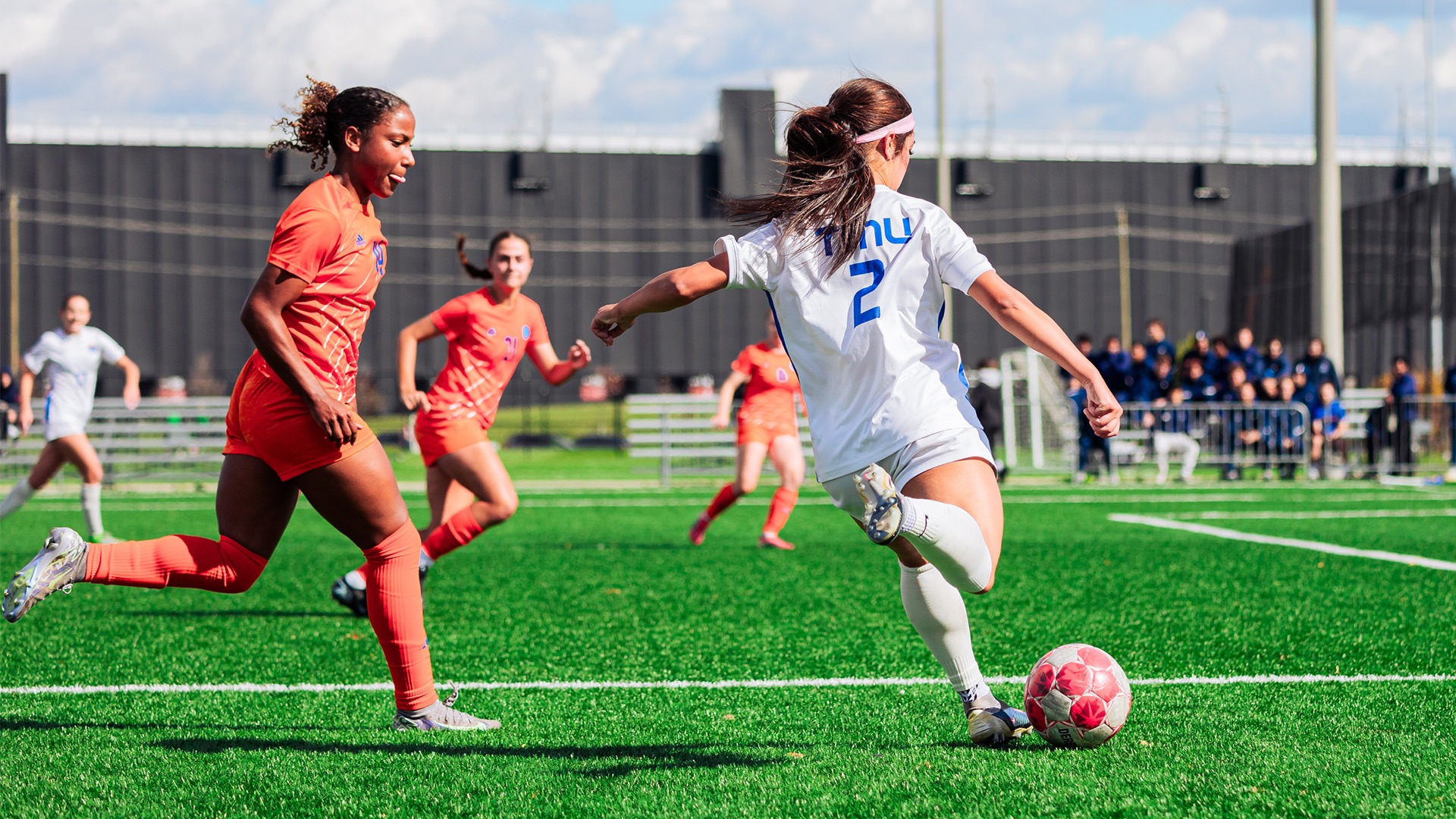 Gloria Lucas taking a shot near the box