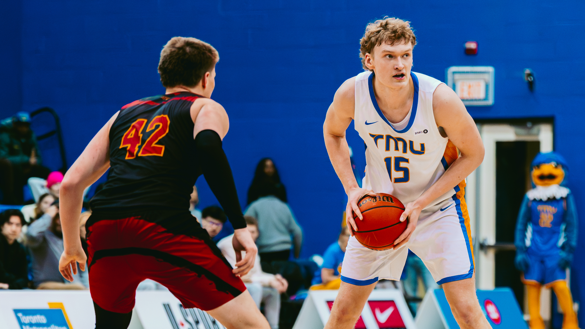 Andrejs Silconoks holds the ball against Guelph