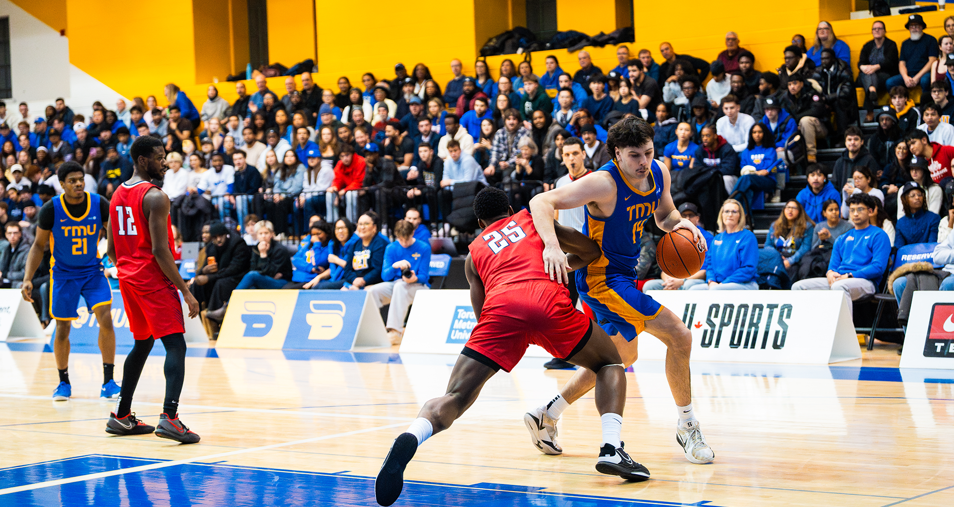 TMU Bold's Greg Dorsey attacks the Brock Badgers defence in the OUA semi-finals. 