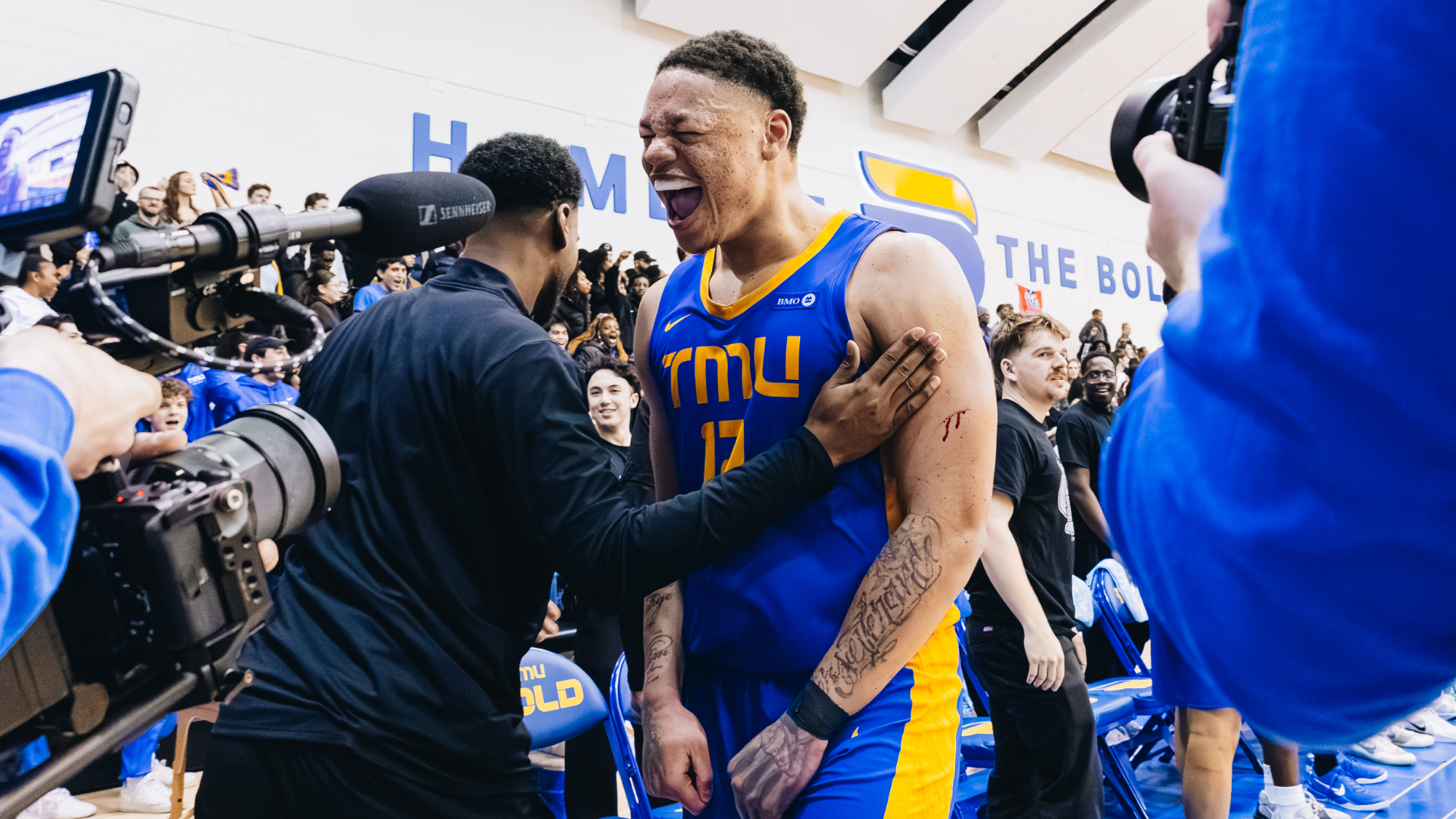 Aaron Rhooms celebrates after a win