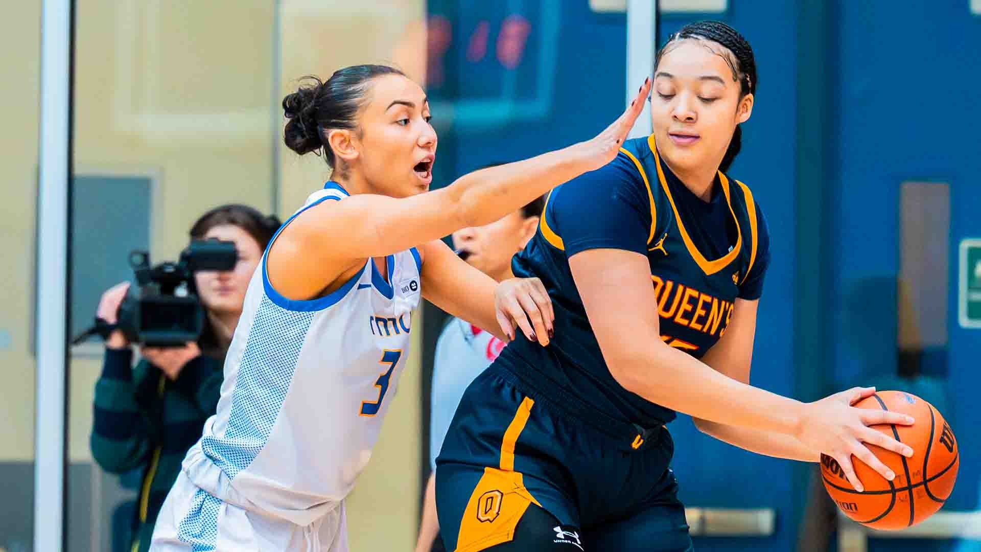 Hailey Franco DeRyck defends against Queen's