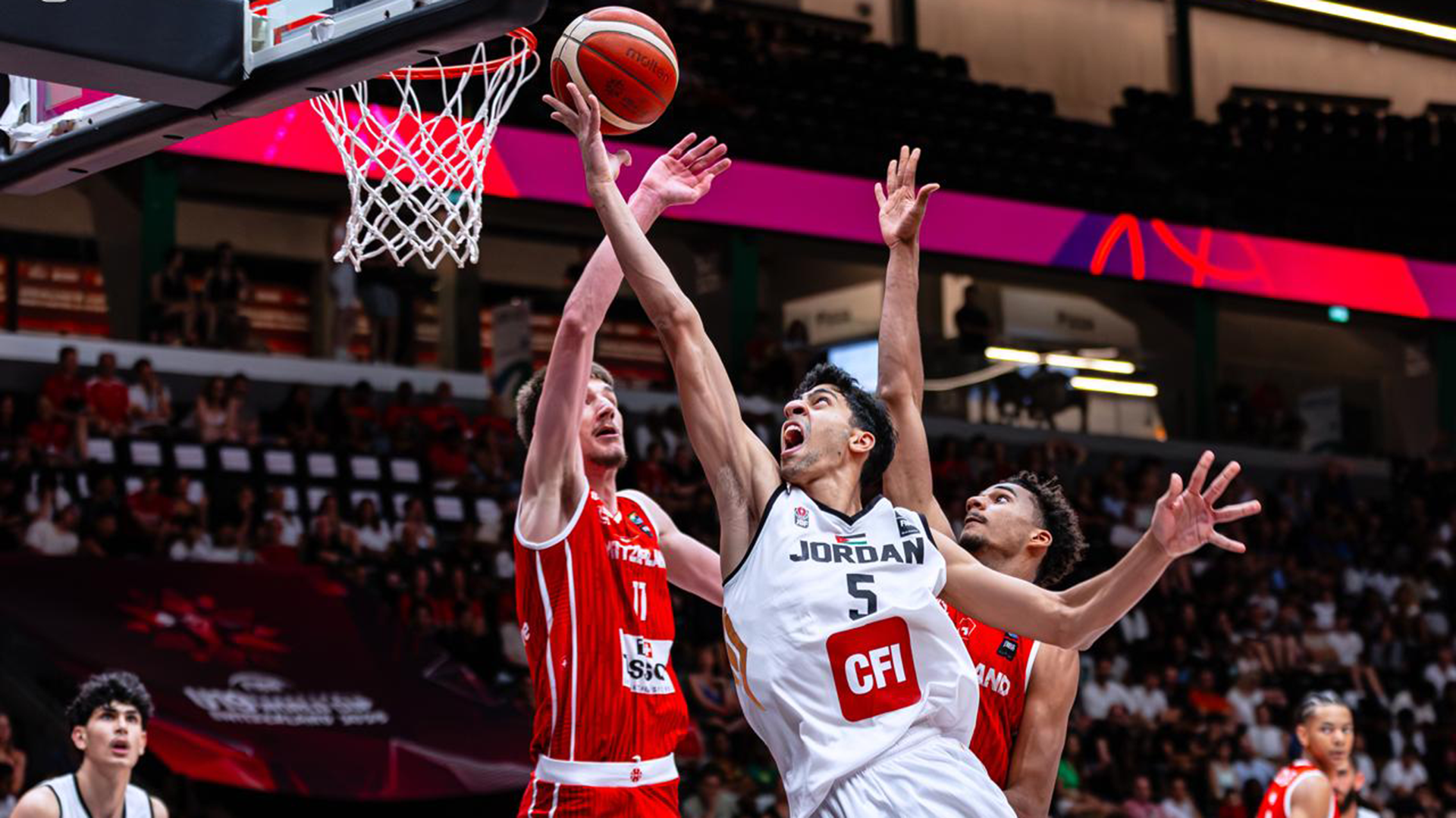 Omar Hijazi goes for layup attempt while playing for the Jordanian national team. 