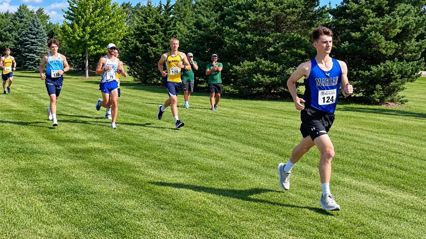 Dayton Schock paces his group