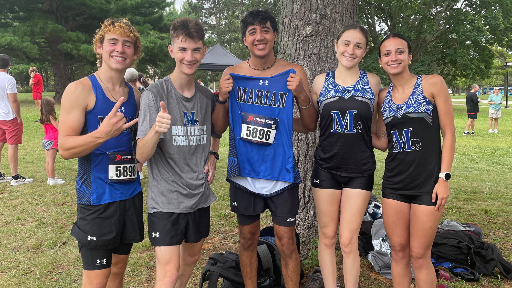 Marian cross country postgame photo