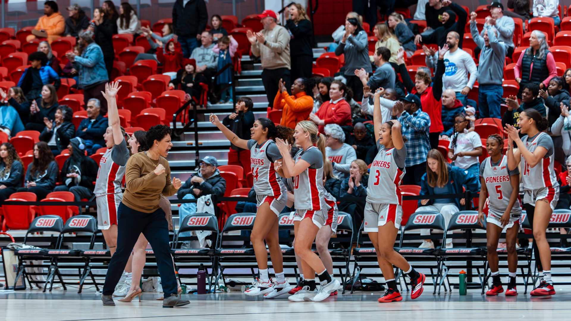 Women's Basketball Bench Celebration vs Marist