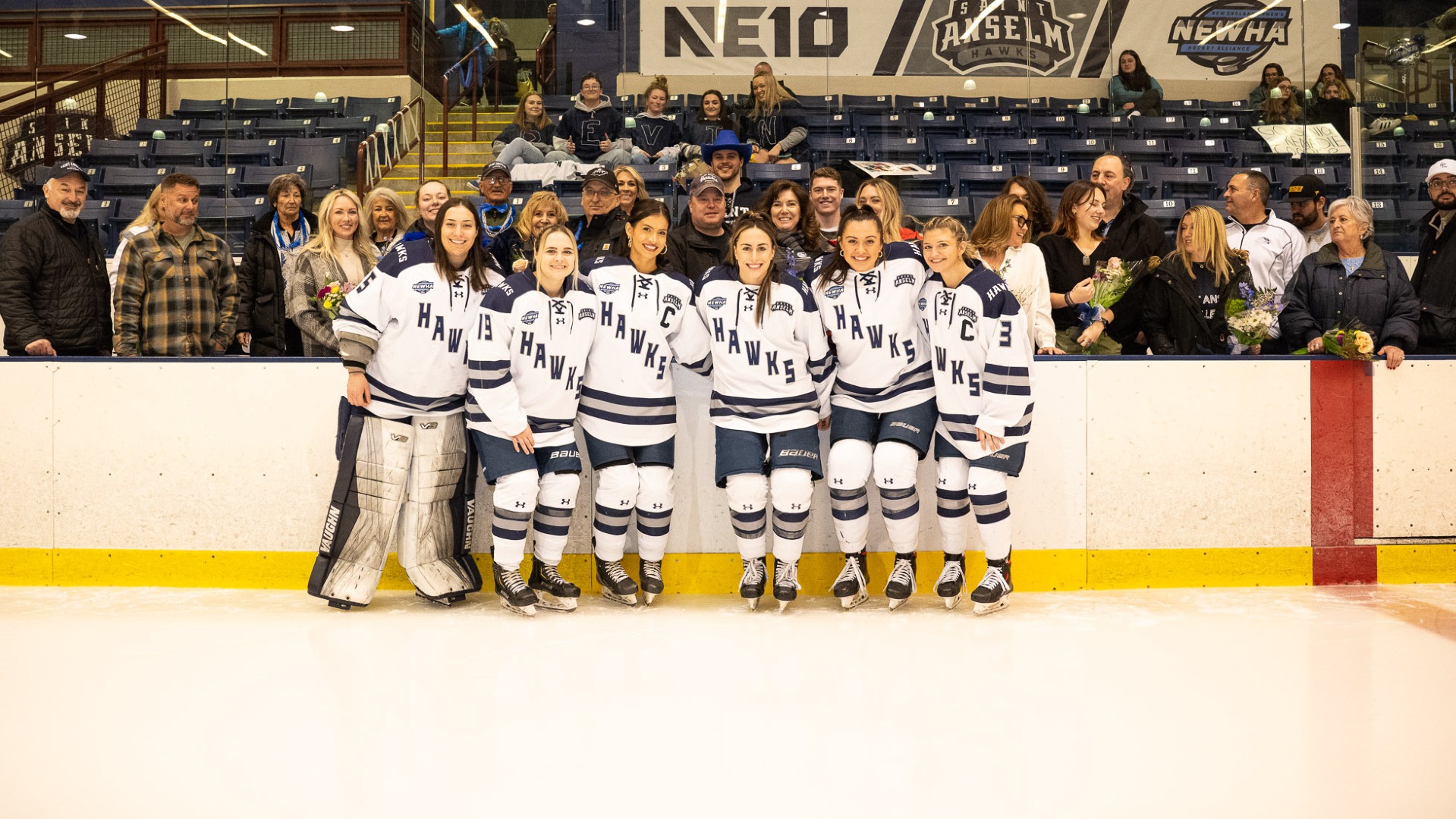 Women's ice hockey cruises to Senior Day win over Post Saint Anselm