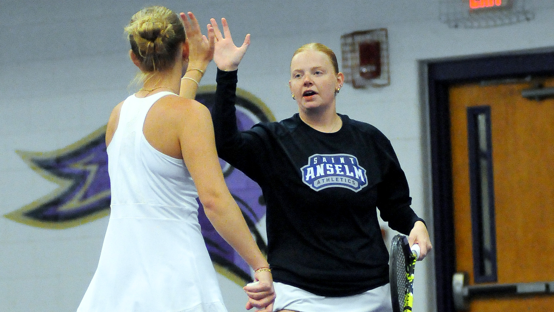 Two players high-five