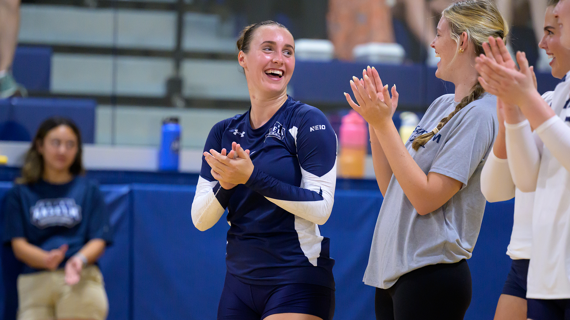 Madeline Burke smiling during pregame intros