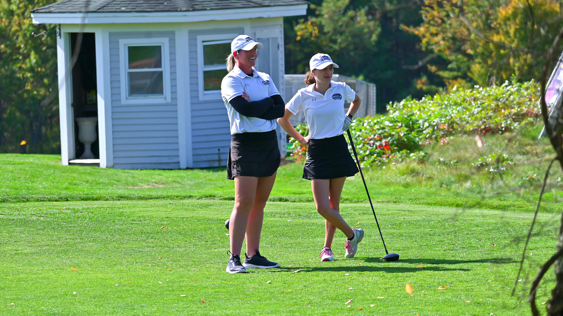 Coach Tara Watt and Bianca Ligotti on the the first tee box at Stonebridge Country Club