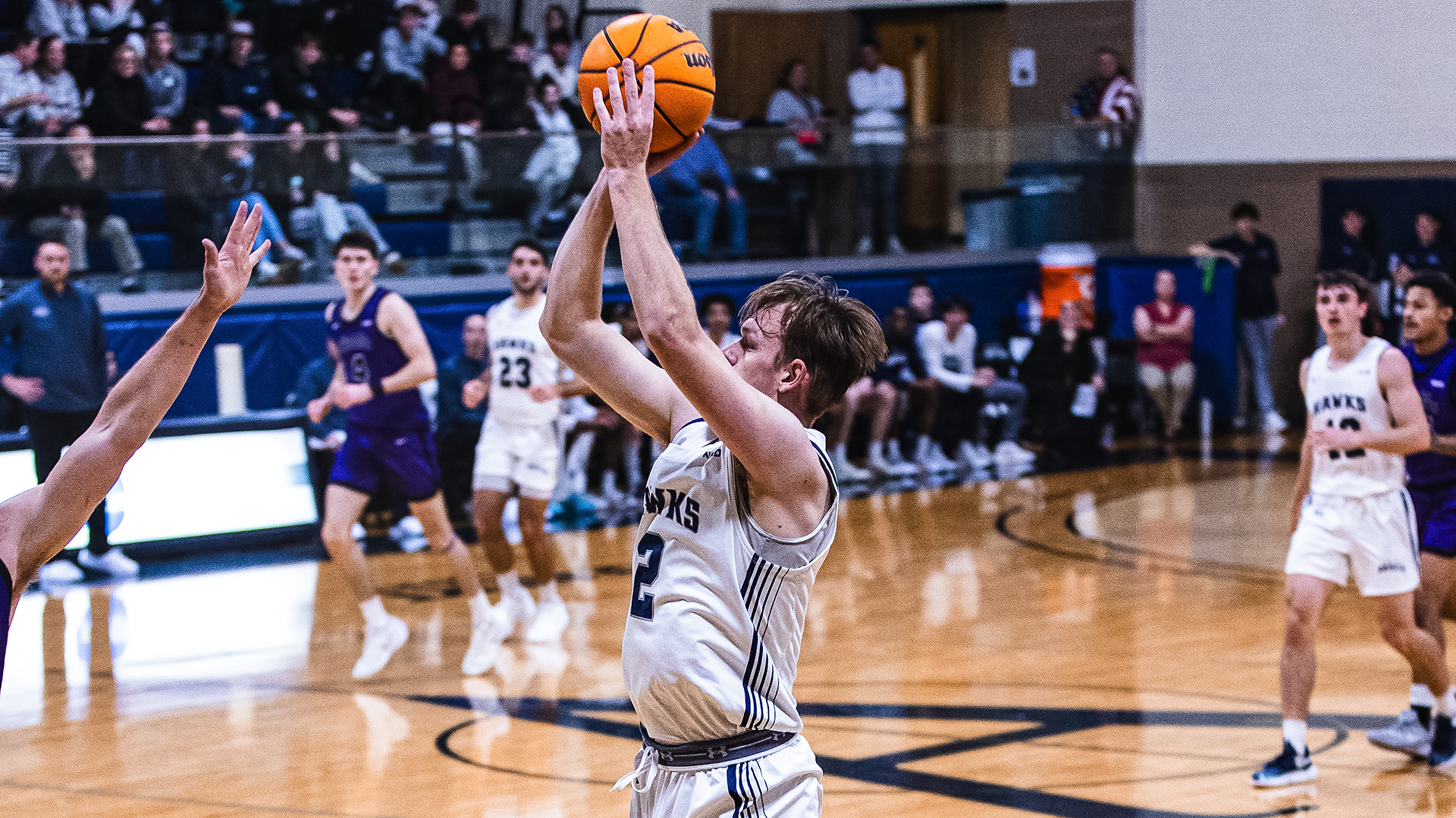 Josh Morissette attempts jumper against Saint Michael's