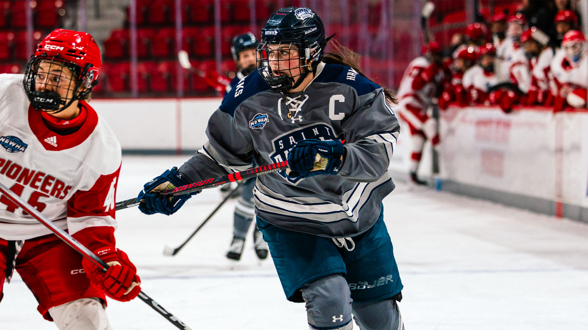 Cora Webber skates into offensive zone