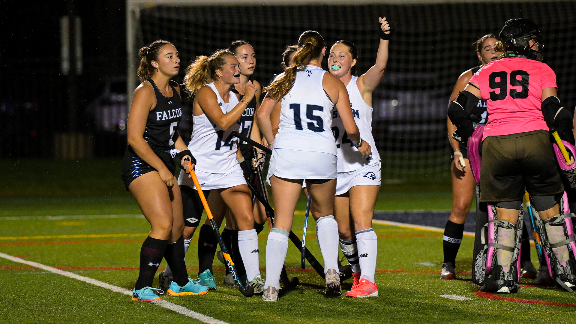 Meghan Smith and teammates celebrate goal