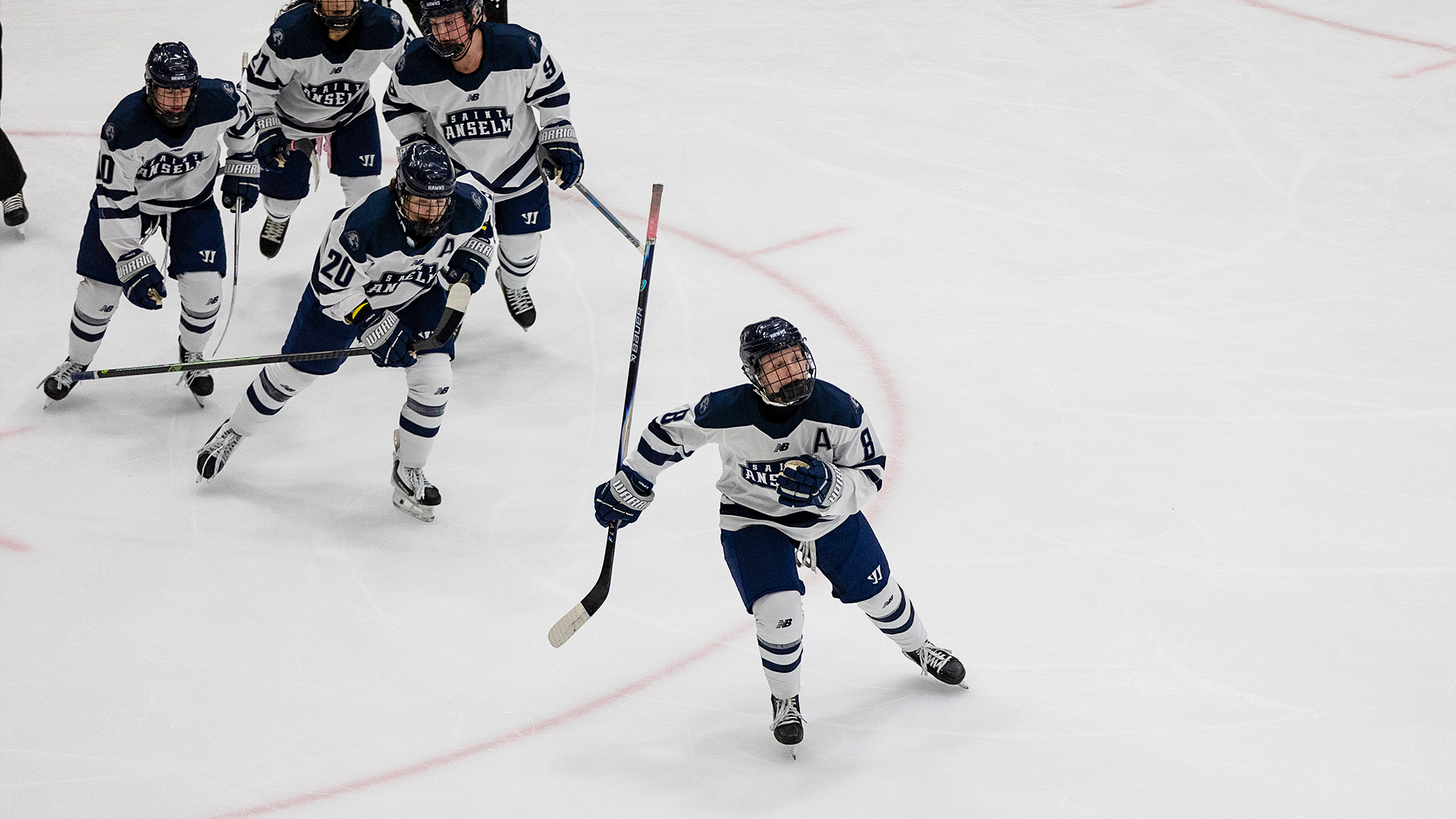 Hailey Tullo leads the line for Saint Anselm after scoring goal