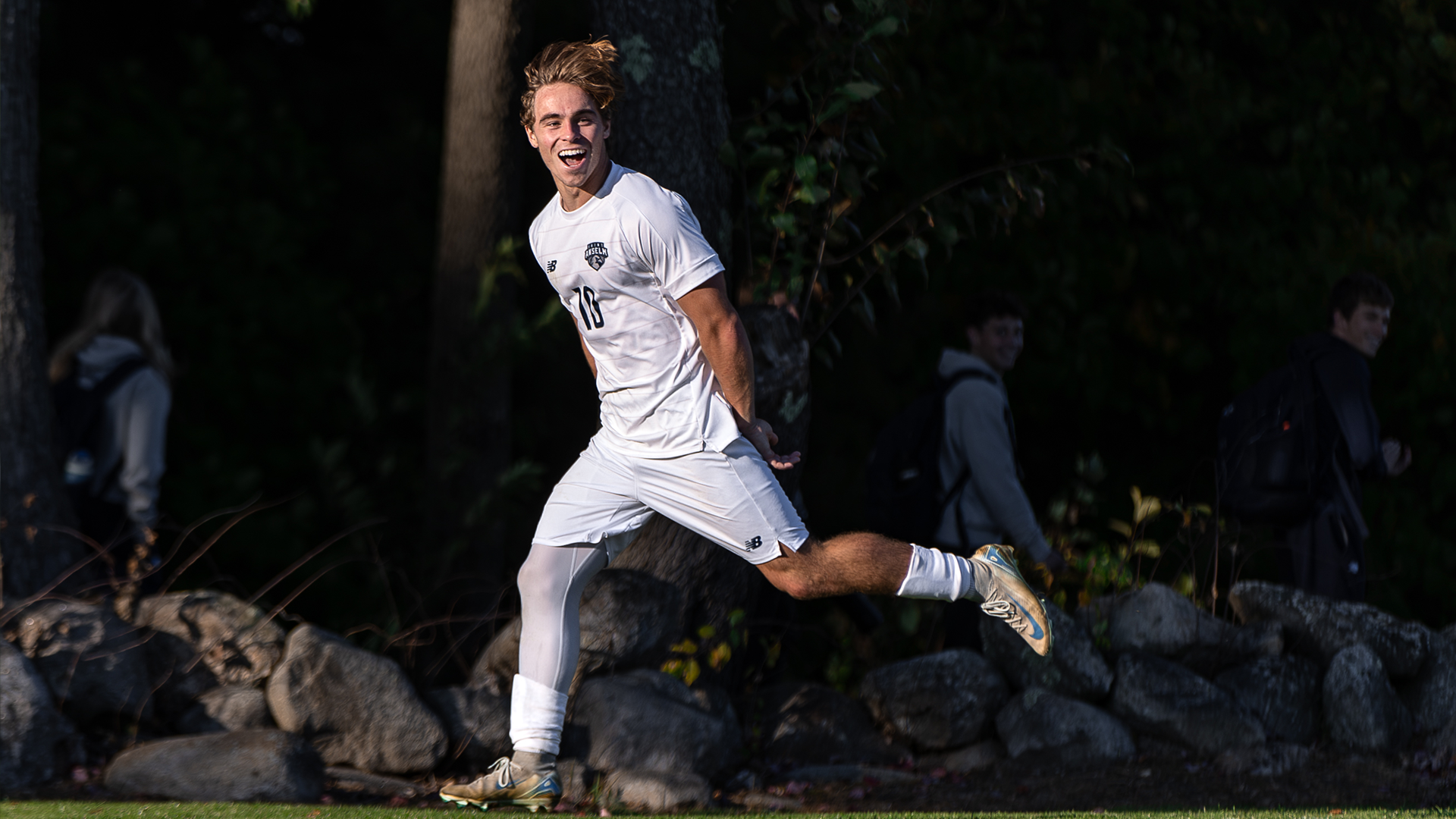 Chance Prouty celebrates after scoring a goal. 