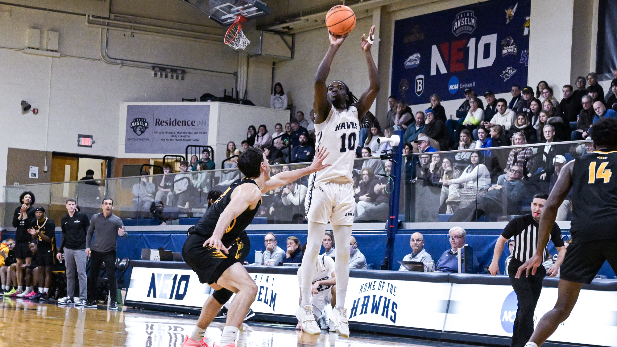 Edward Onyia action shot against Adelphi