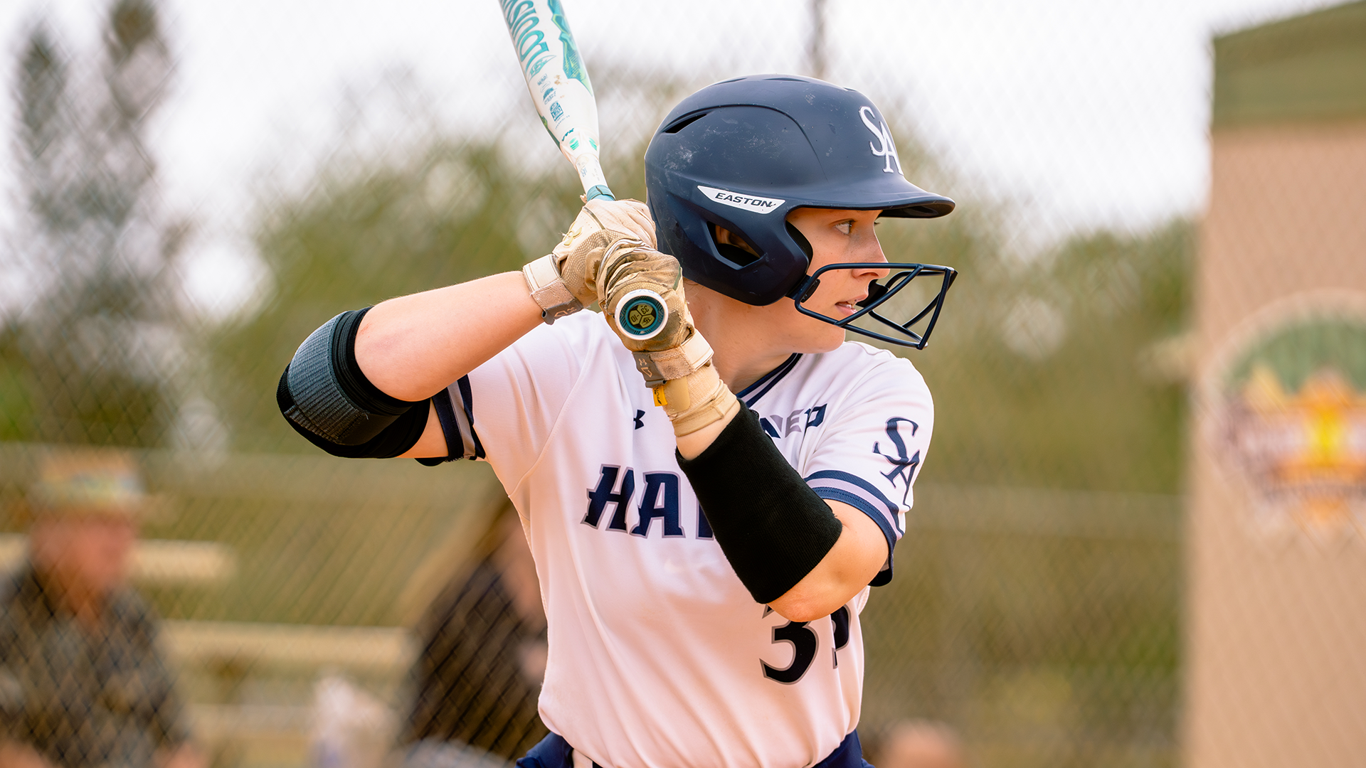 Abby Wrinn at bat at The Spring Games