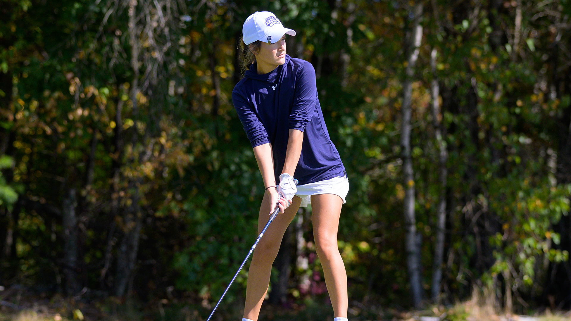Lydia Tufts on the tee box at NE10 Championships