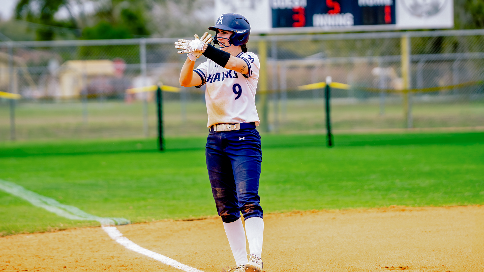 Rose Reitmeyer on third base at the Spring Games