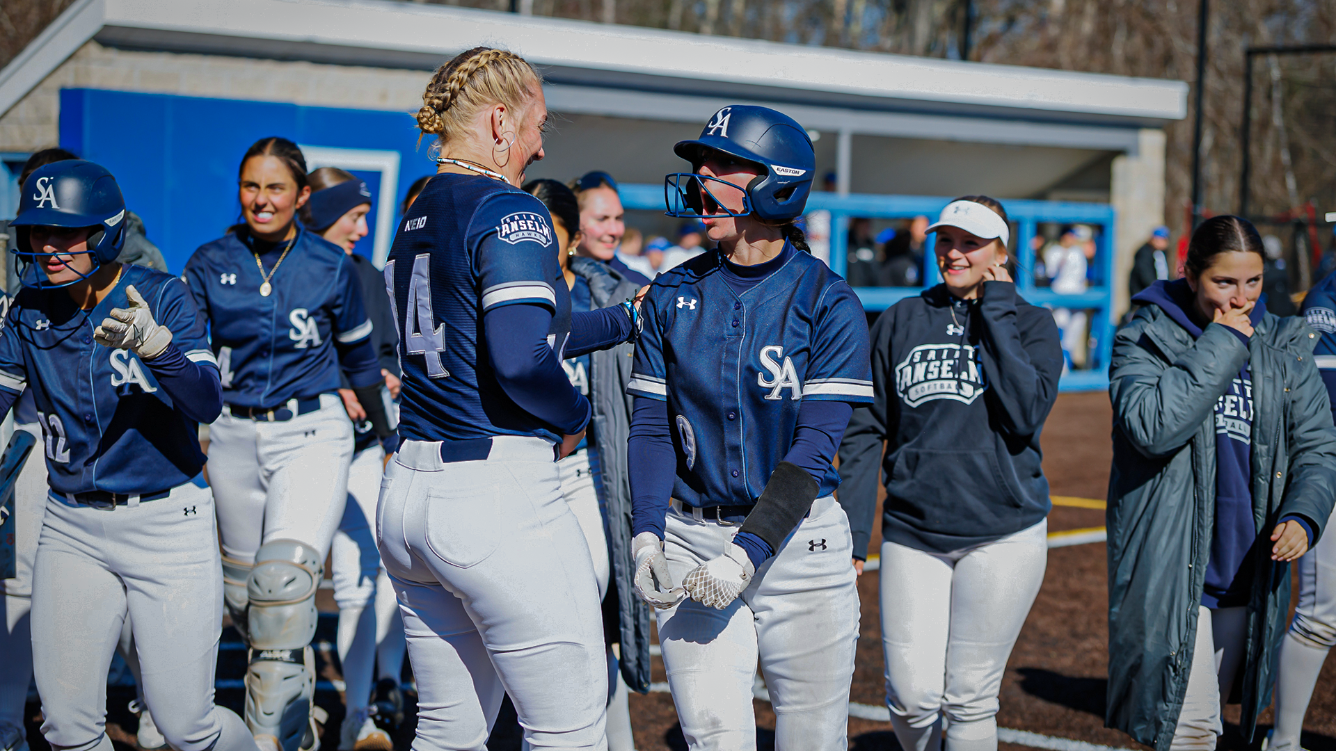 Rose Reitmeyer celebrates three-run home run at Assumption