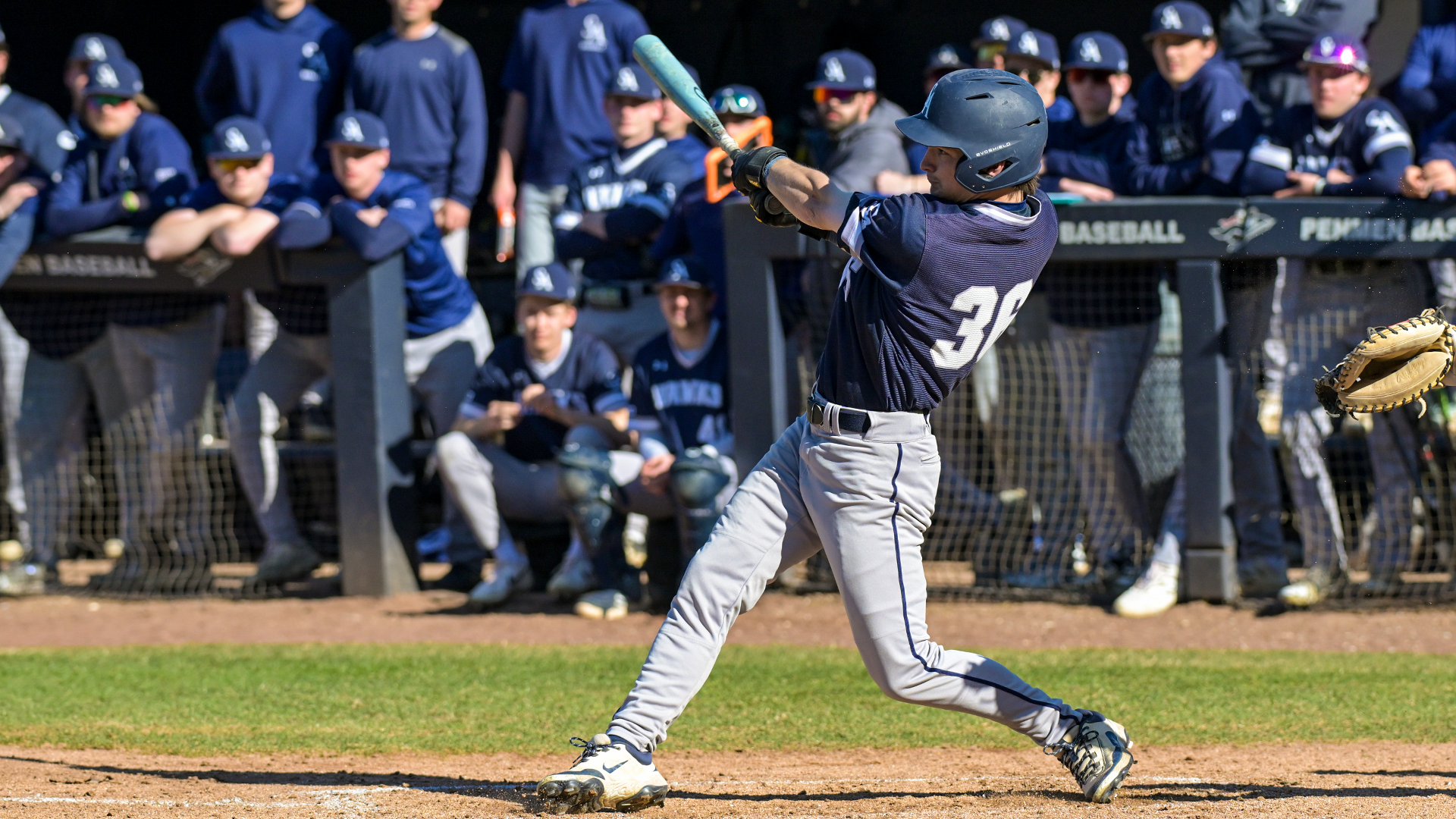 Jackson Powers knocks a base hit