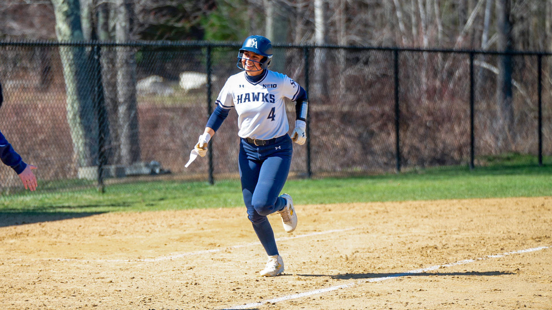 Zaynah Wotkowicz celebrates after hitting first career home run against Saint Michael's