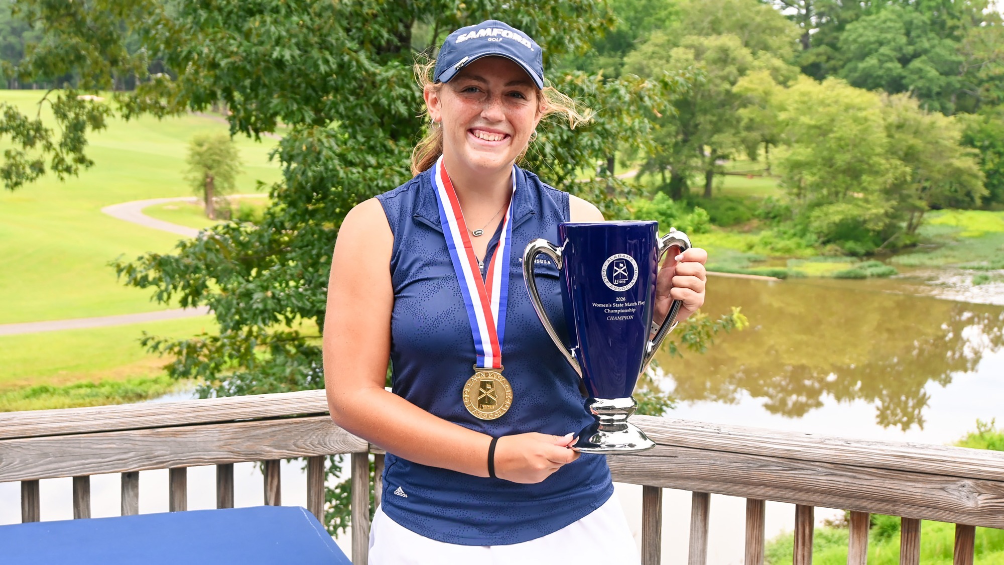 Grace Engel with 2026 Alabama Women's Match Play trophy