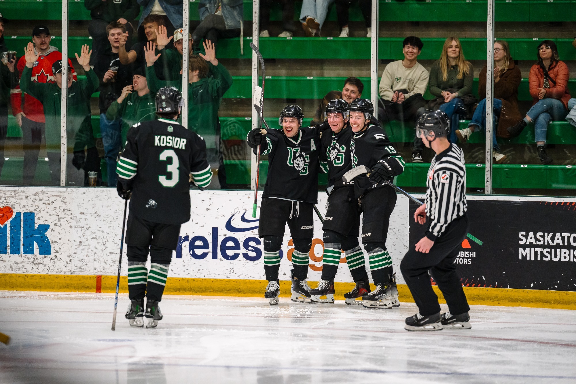 The University of Saskatchewan Huskies take on the University of Alberta Golden Bears in mens hockey quarter final action Saskatoon SK 2026-02-21Photo Electric Umbrella/Derek Elvin