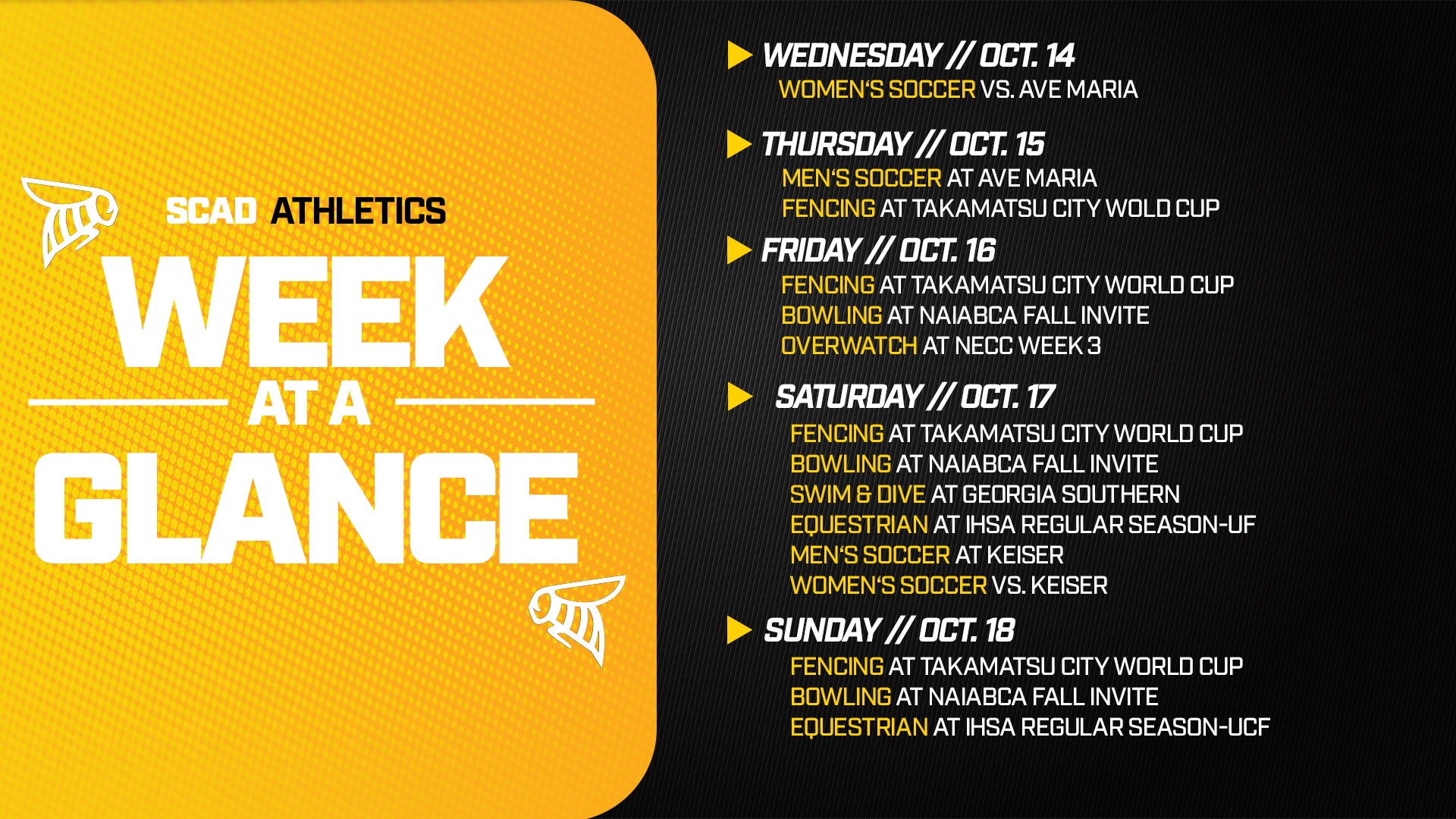 Week at a Glance 10/12