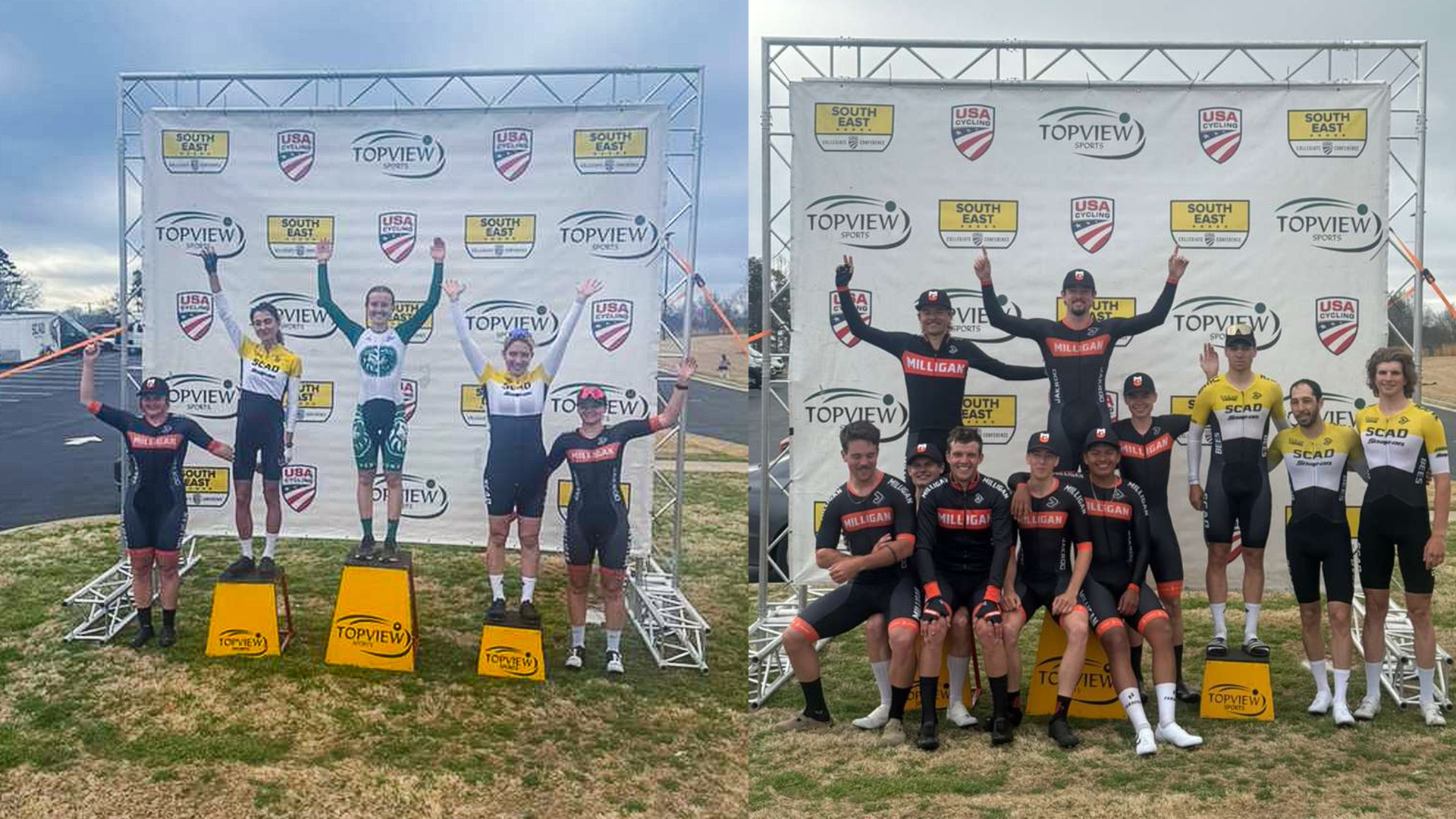 Men's and Women's Cycling Podiums