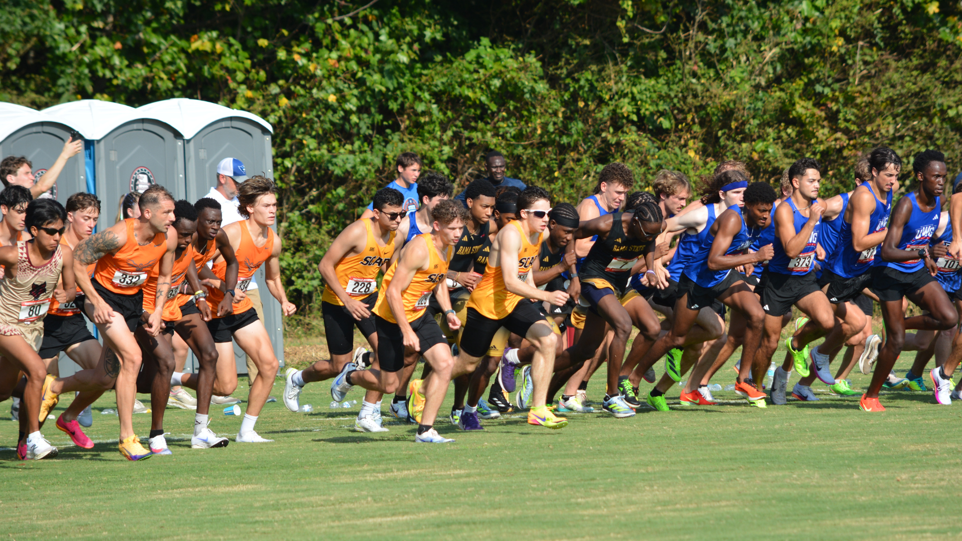 Vaclav Herbs, Sam Munger, and Viren Chauhan take off at the start for the Foothills Invite.
