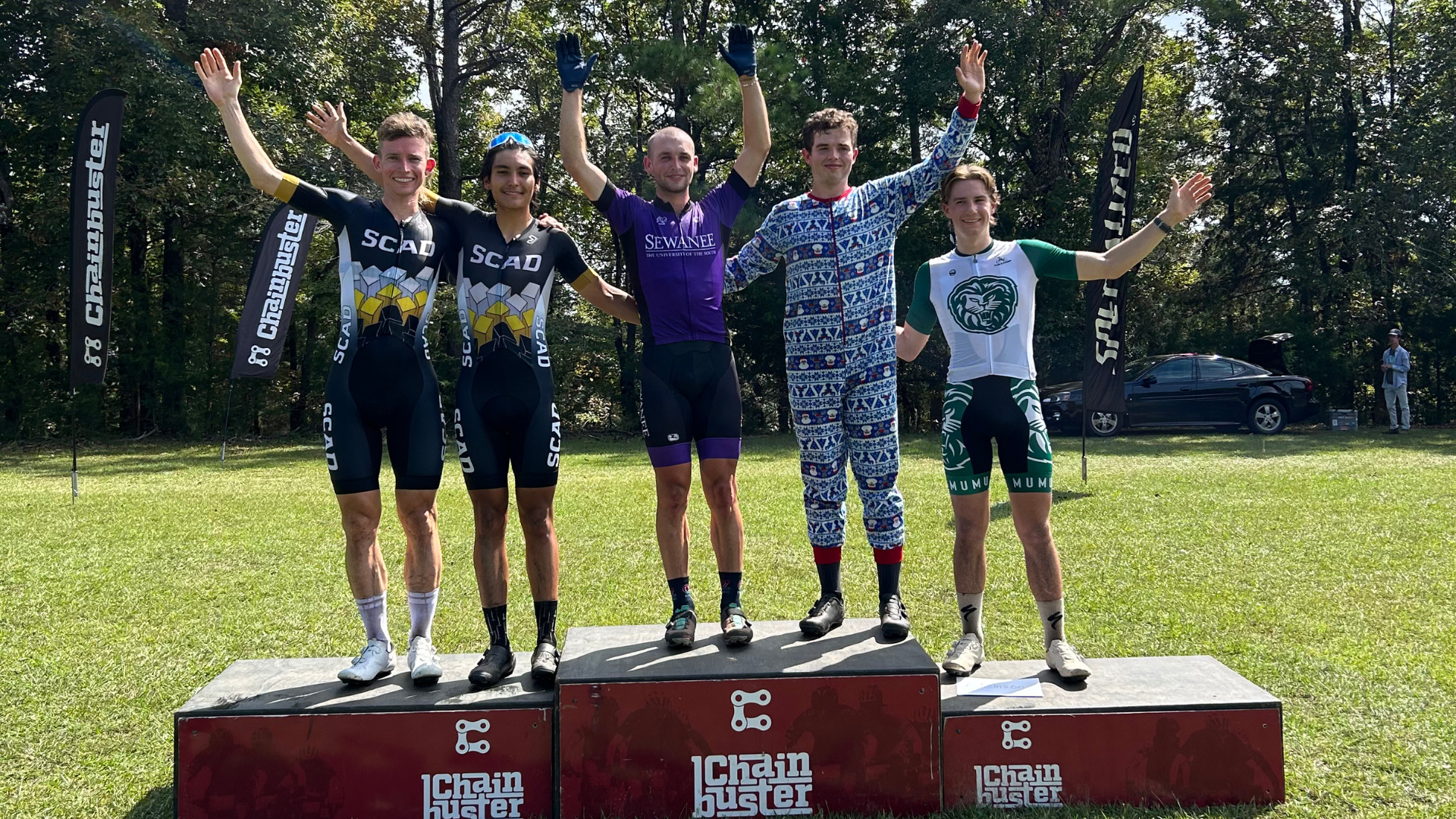 Gabe and Inno on the podium at Auburn Mountain Bike Race