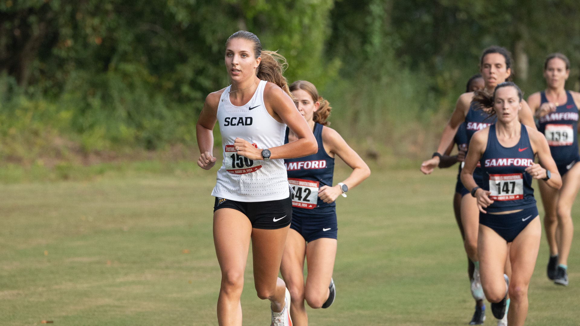 Katie Clark leads the race at JSU Foothills Invitational