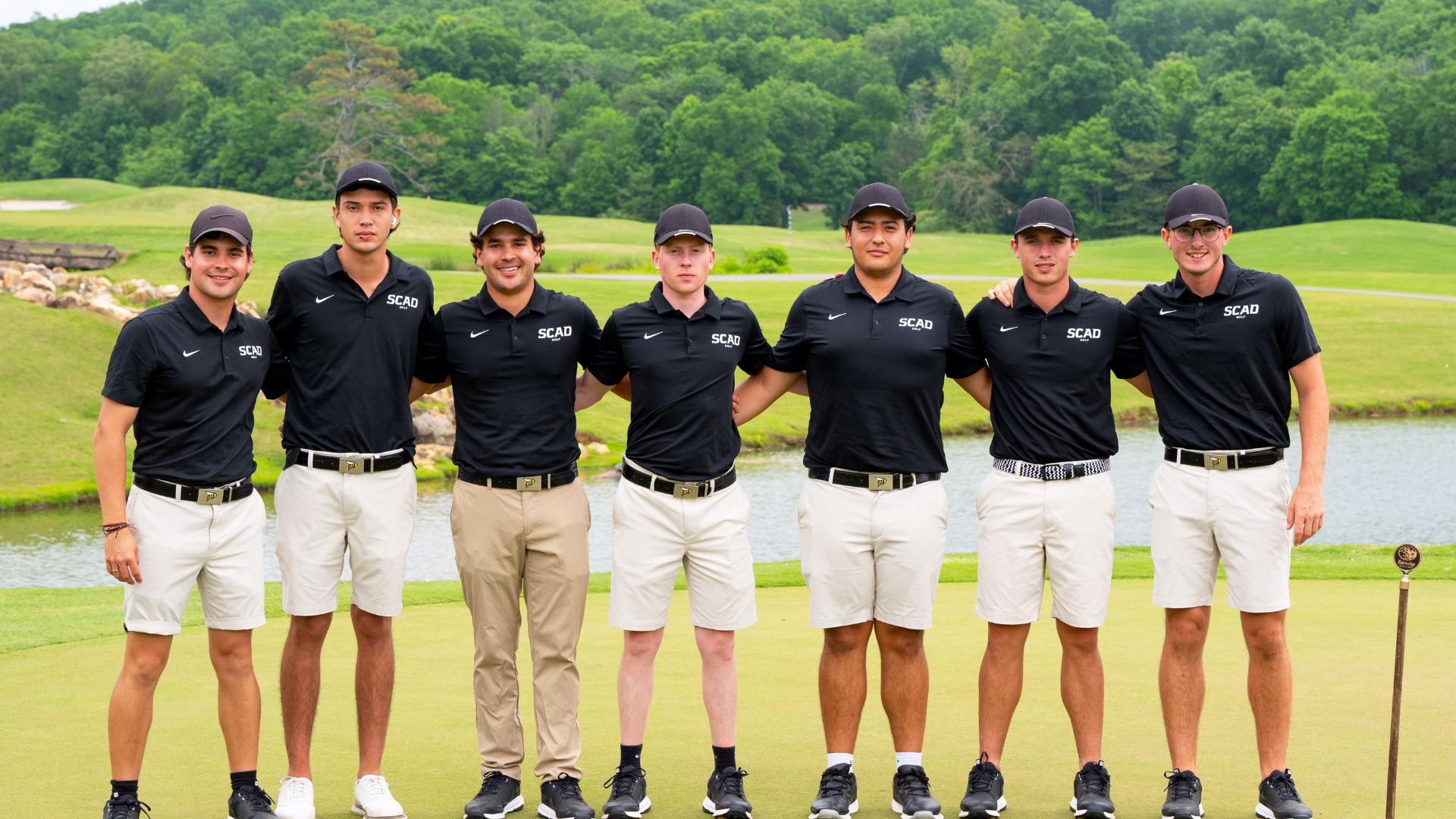 Men's Golf Team poses after the AAC Direct Qualifier Tournament. 