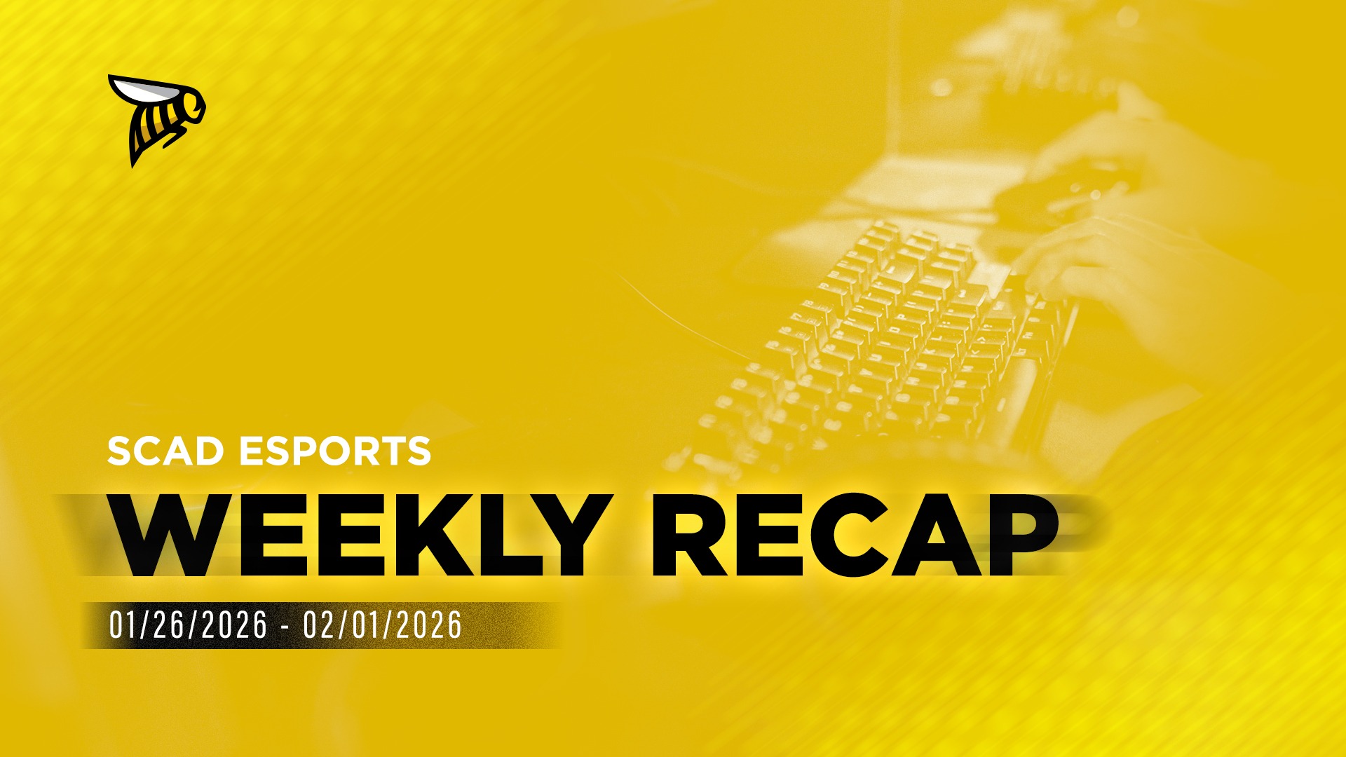 A yellow background portrays someone typing on a keyboard.