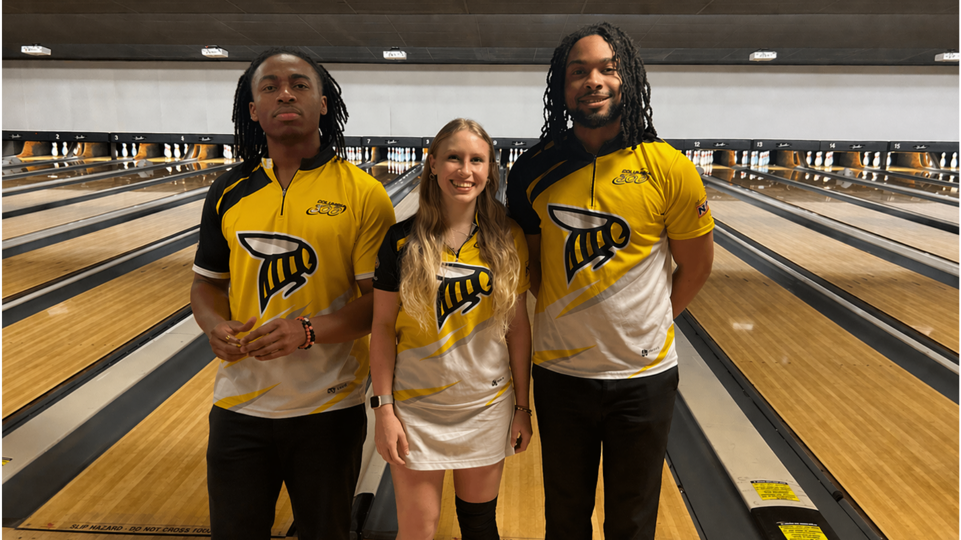 (from left to right) Christian Knowles, Mara Geiwitz and Kieryn Knox pose together after the Intercollegiate Team Sectionals. 