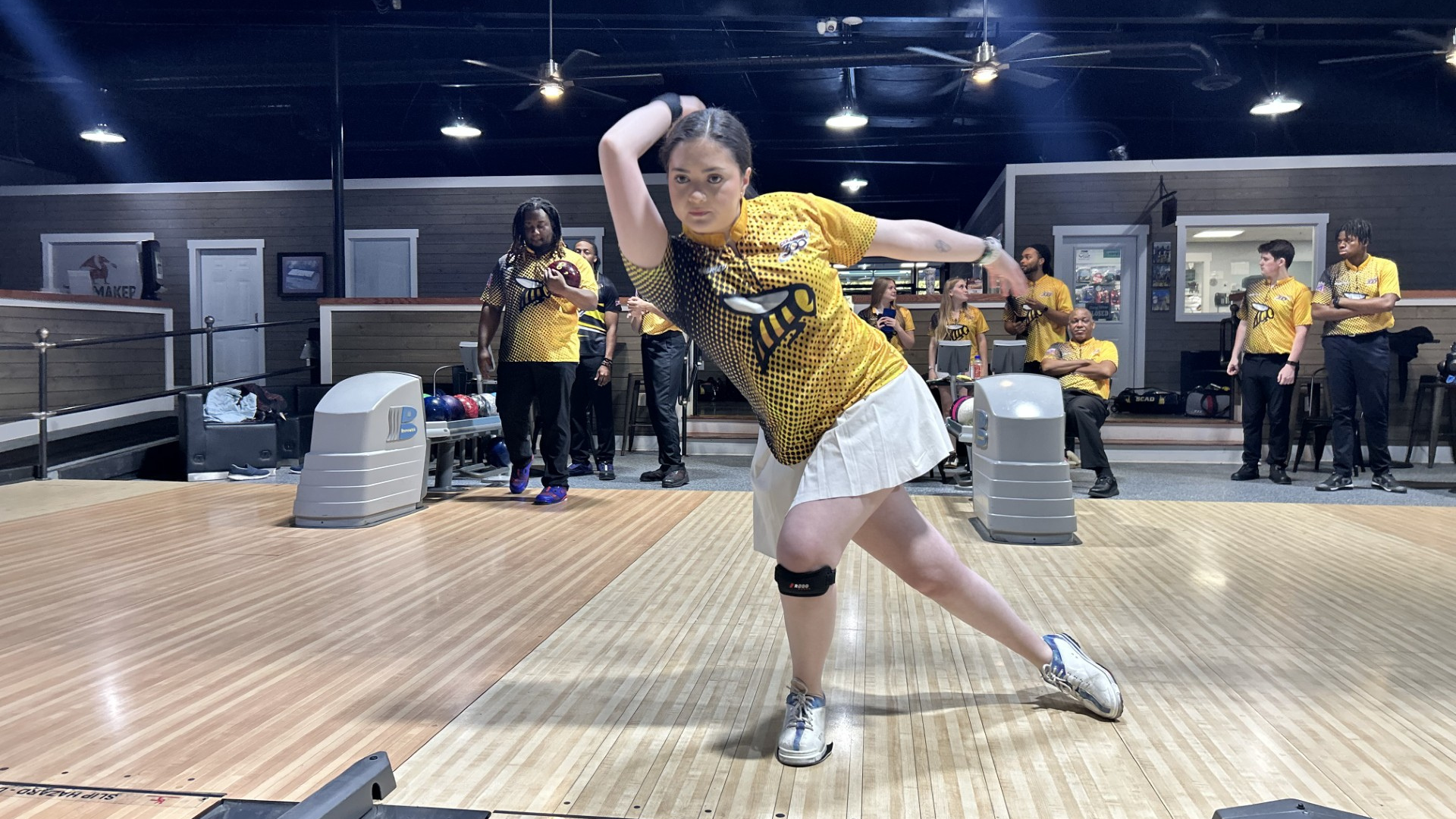 Camila Canelos focuses on her roll at the Intercollegiate Singles Sectionals. 