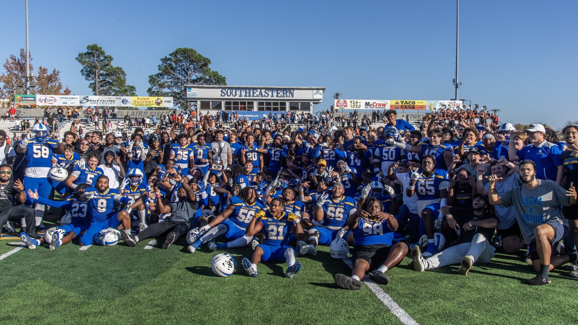 SE Team Celebrates Win over East Central