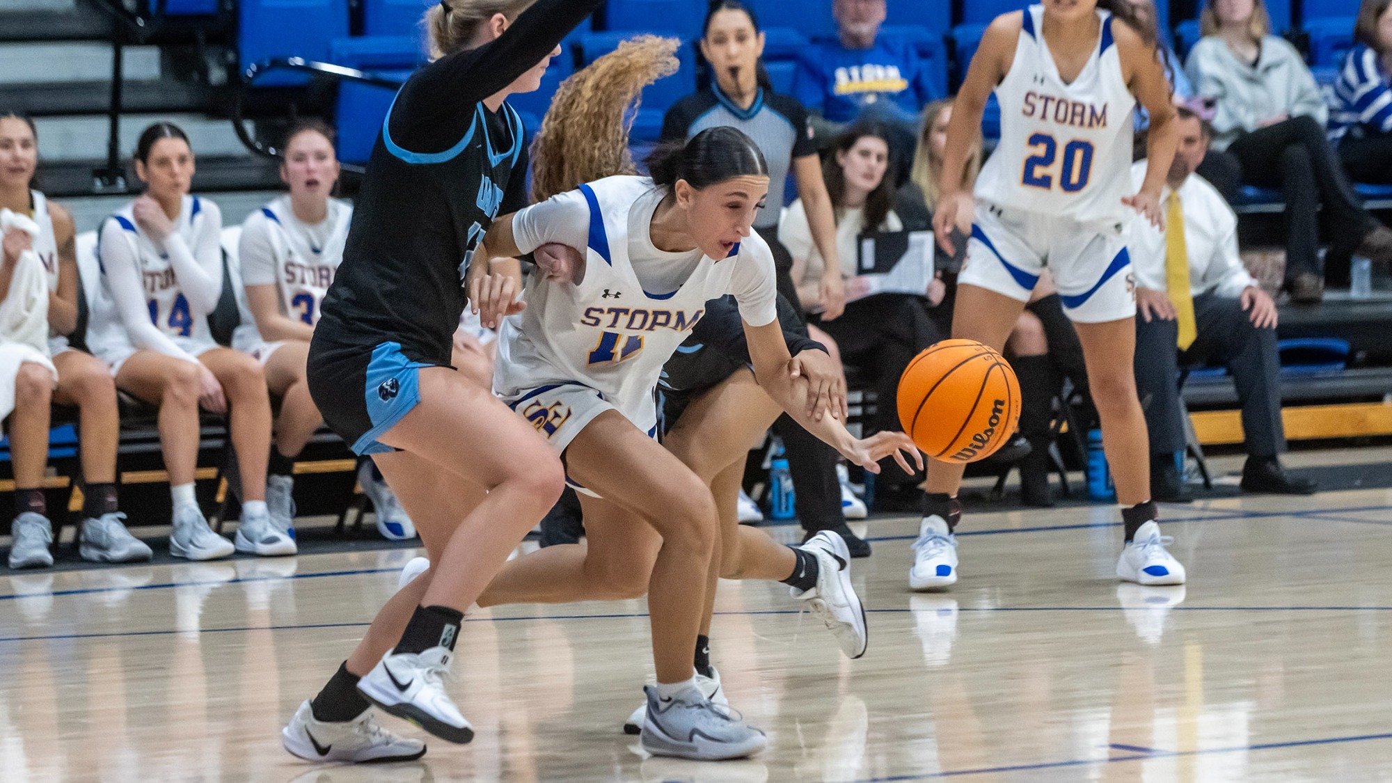 Kenzli Warden chases a loose ball versus Arkansas-Fort SMith