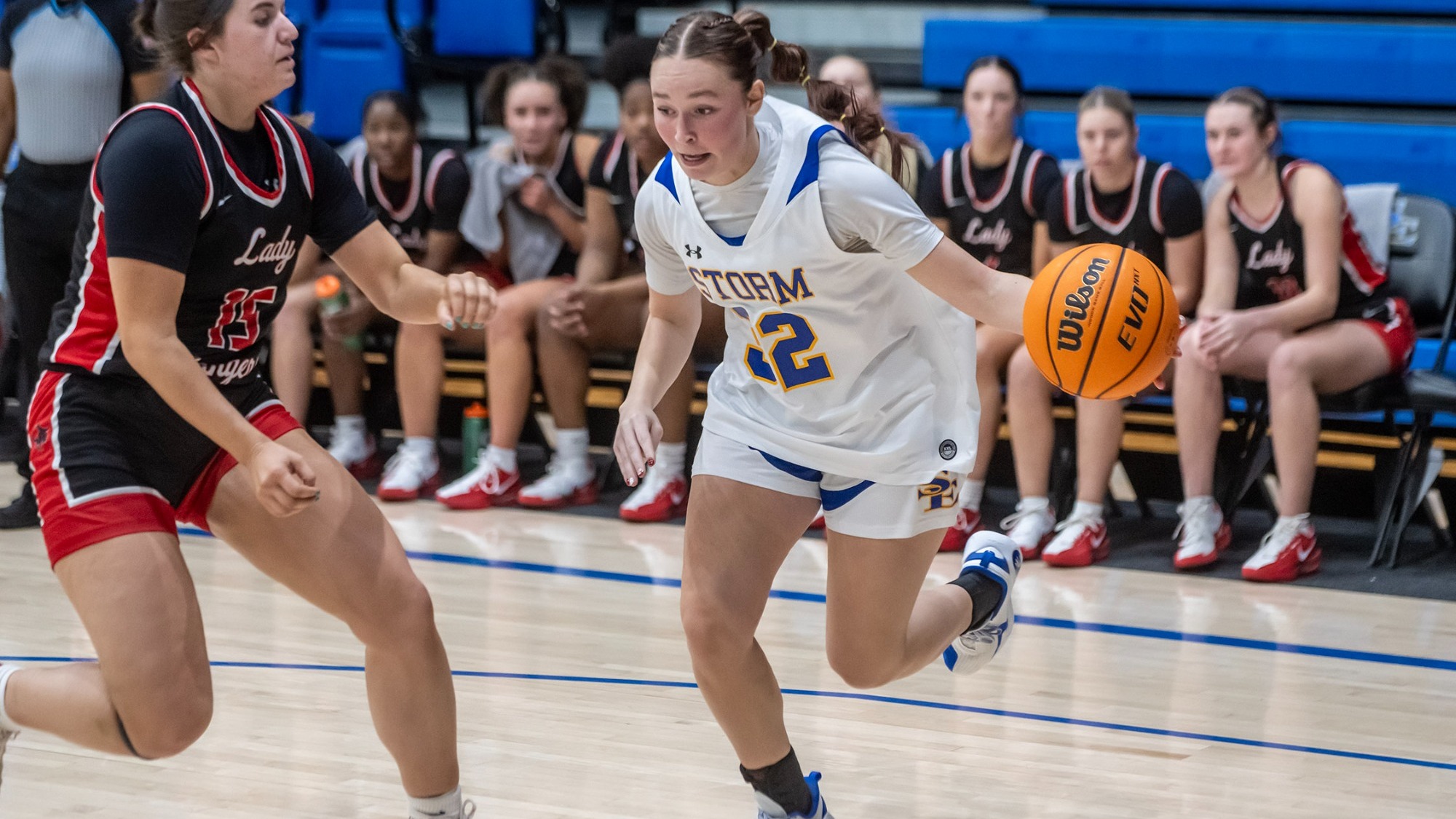 Breanna Lindert drives to the basket versus NWOSU