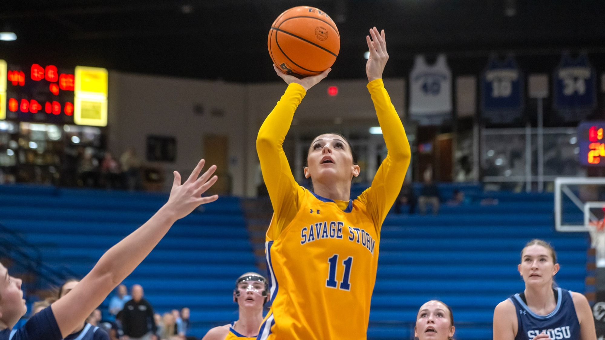 Kenzli Warden takes a shot versus Southwestern Oklahoma State